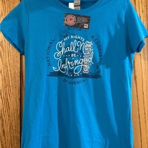 Gildan Bright Blue Womens NRA Tee
